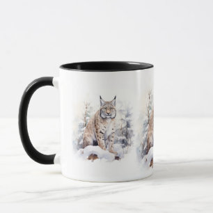 Weihnachtsszene mit Lynx Cat Tasse