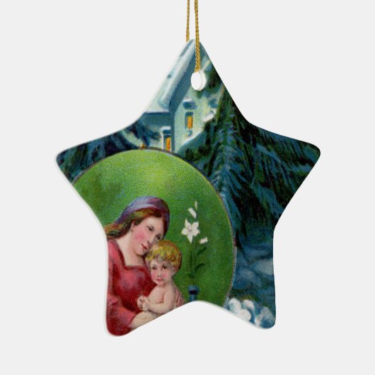 Weihnachtsszene mit Mutter & Kind Keramikornament (Rechts)