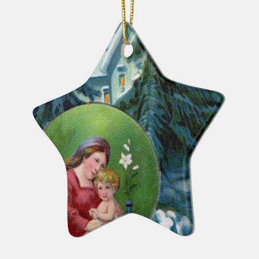 Weihnachtsszene mit Mutter & Kind Keramikornament (Links)