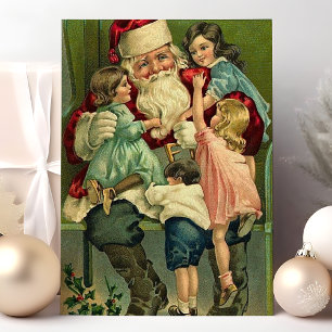 Weihnachtsszene mit vintage Weihnachtsmann Feiertagspostkarte