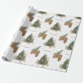 Weihnachtsszene Pine Tree Wasserfarbe Weihnachtsge Geschenkpapier (Ungerollt)