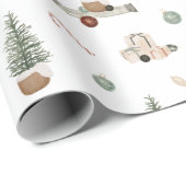 Weihnachtsszene präsentiert Ornamente Weihnachtsge Geschenkpapier (Rolleneckpunkt)
