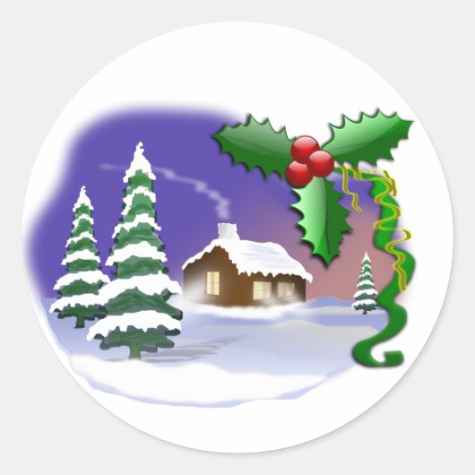 Weihnachtsszene Runder Aufkleber (Vorderseite)