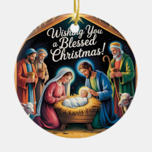 Weihnachtsszene Weihnachtsgruß Keramik Ornament