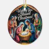 Weihnachtsszene Weihnachtsgruß Keramik Ornament (Links)
