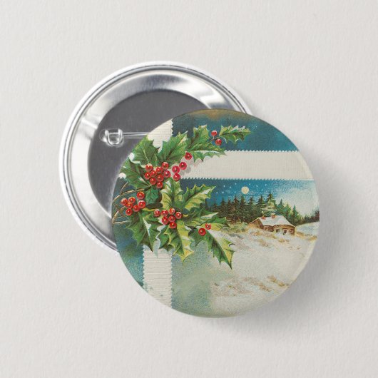 Weihnachtsszene Winterkunst Button (Vorne & Hinten)