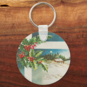 Weihnachtsszene Winterkunst Schlüsselanhänger (Vorderseite)