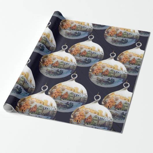 Weihnachtsszenen im Wasserfarbenbereich | Geschenkpapier (Ungerollt)