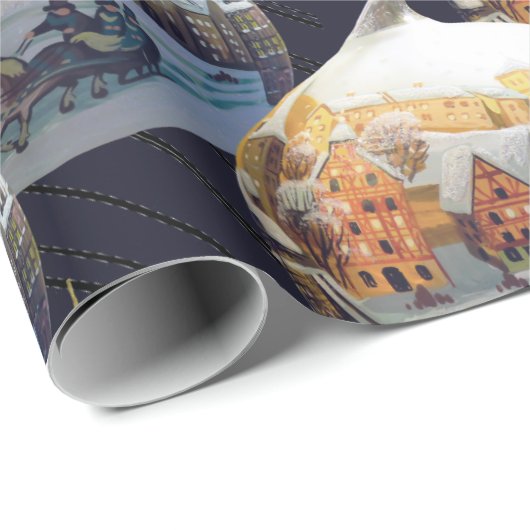 Weihnachtsszenen im Wasserfarbenbereich | Geschenkpapier (Rolleneckpunkt)