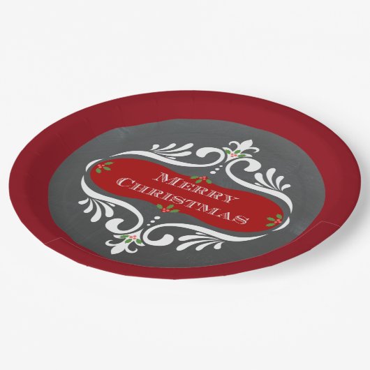 Weihnachtstafel-roter PapierTeller (Schrägansicht)