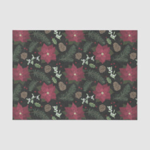 Weihnachtstafel-Winter-Blumen u. Laub Seidenpapier