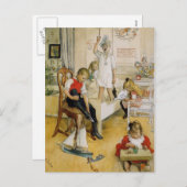 Weihnachtstag im Kinderzimmer Feiertagspostkarte (Vorne/Hinten)