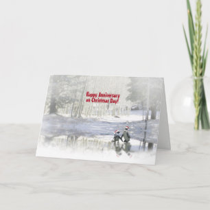 Weihnachtstag-Jubiläumsfeiertag Süße Paare Feiertagskarte