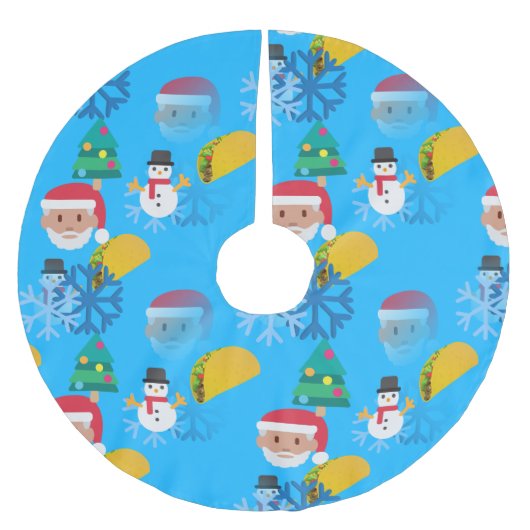 Weihnachtstako Emoji Weihnachtsbaumrock Polyester Weihnachtsbaumdecke (Vorderseite)