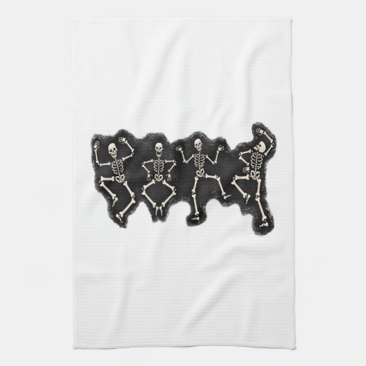 Weihnachtstanz mit Skelett Geschirrtuch (Vertikal)