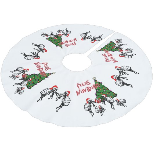 Weihnachtstanzflöhe Navidad Polyester Weihnachtsbaumdecke (Schrägansicht)