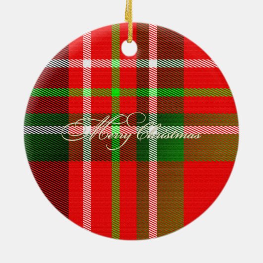 Weihnachtstartan-Muster Keramikornament (Hinten)
