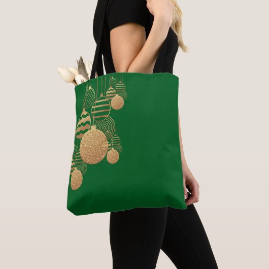Weihnachtstasche mit Christbaumkugeln - grüner Hin Tasche (Von Nahem)
