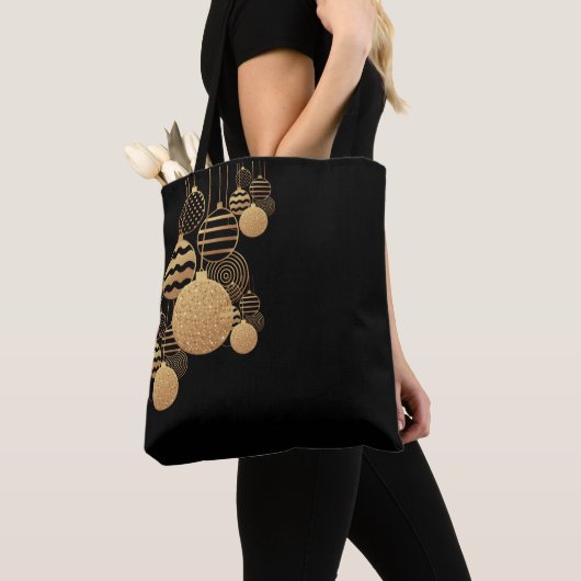 Weihnachtstasche mit Christbaumkugeln - schwarzer  Tasche (Von Nahem)