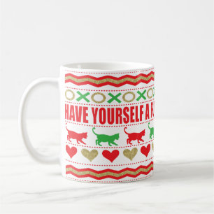 Weihnachtstasse 325 ml "Katze Tasse Flauschige Wei