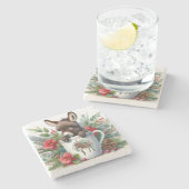 Weihnachtstasse Esel Steinuntersetzer (Seitenansicht)