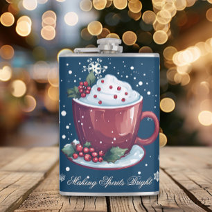 Weihnachtstasse heiße Schokolade Blau Flachmann