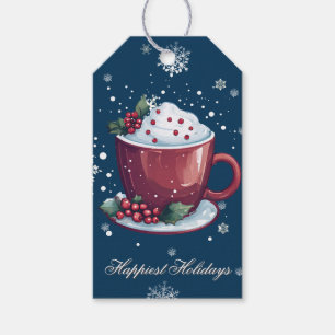Weihnachtstasse heiße Schokolade   Blau Geschenkanhänger