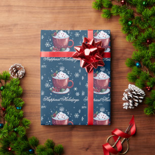 Weihnachtstasse heiße Schokolade   Blau Geschenkpapier