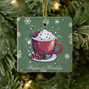 Weihnachtstasse heiße Schokolade Grün Keramikornament