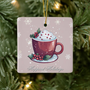 Weihnachtstasse heiße Schokolade Rosé Keramikornament