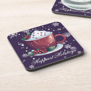 Weihnachtstasse heiße Schokolade   Violett Getränkeuntersetzer