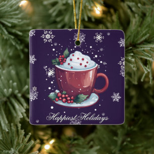 Weihnachtstasse heiße Schokolade Violett Keramikornament