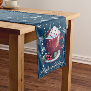 Weihnachtstasse heißer Schokolade Blau Mittelgroßer Tischläufer
