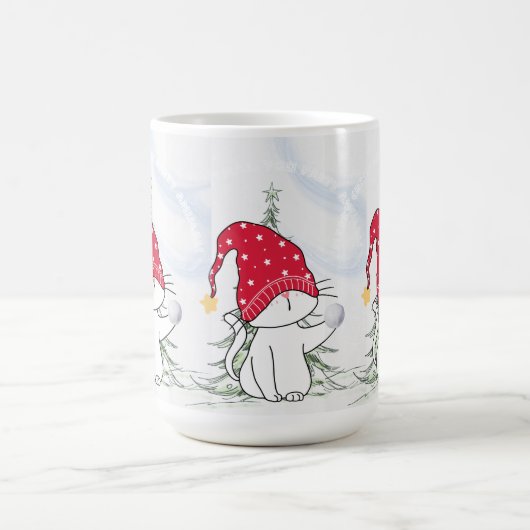 Weihnachtstasse katze mit Schneeball Kaffeetasse (Mittel)
