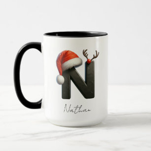 Weihnachtstasse mit Buchstabe N Personalisierter Tasse