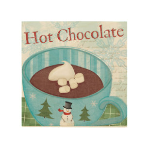 WeihnachtsTasse mit heißer Schokolade Holzdruck