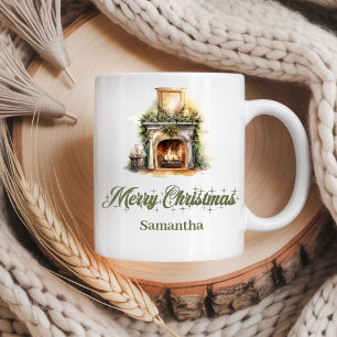 Weihnachtstasse mit individuellem Namen im erdigen Kaffeetasse