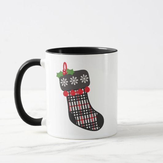 WeihnachtsTasse mit kariertem Strumpf Tasse (Links)