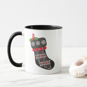 WeihnachtsTasse mit kariertem Strumpf Tasse