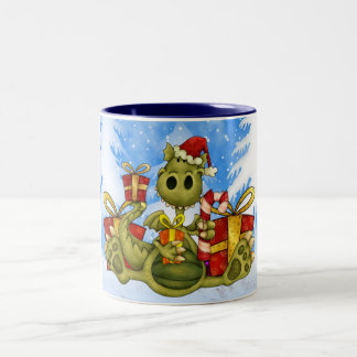 WeihnachtsTasse - niedlicher Weihnachtsdrache Zweifarbige Tasse