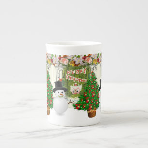 Weihnachtstasse, Schneemann, Frohe Weihnachten Porzellantasse