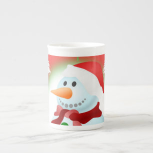 Weihnachtstasse Schneemann Porzellantasse