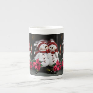 Weihnachtstasse Schneemann Porzellantasse