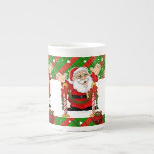 Weihnachtstasse, Vintage, Frohe Weihnachten Santa Porzellantasse