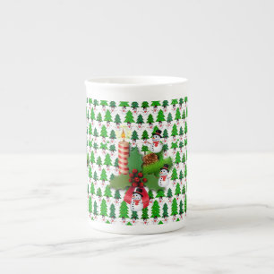 Weihnachtstasse, Vintage, Frohe Weihnachten Schnee Porzellantasse