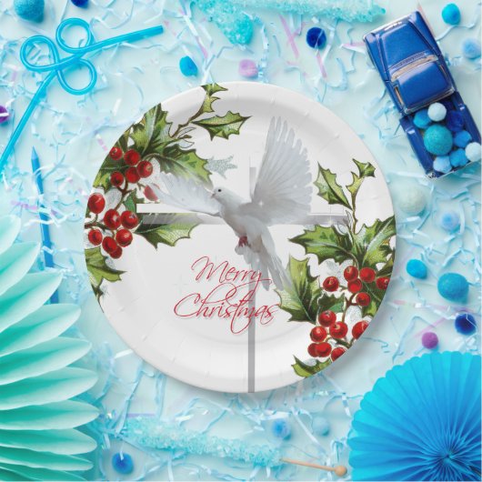 Weihnachtstaube-Feiertag Mistletobeeren Pappteller (Party)