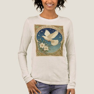 Weihnachtstaube mit dekorativer Vintage-Panelleist Tri-Blend Shirt