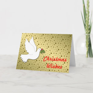 Weihnachtstaube mit goldenem Hintergrund Feiertagskarte