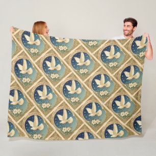 Weihnachtstaube mit Vintage-Dekorpanel Fleecedecke