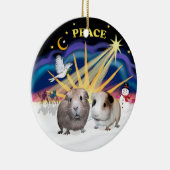 Weihnachtstaube - Zwei Guinea Schweine (#1 und#2) Keramikornament (Rechts)